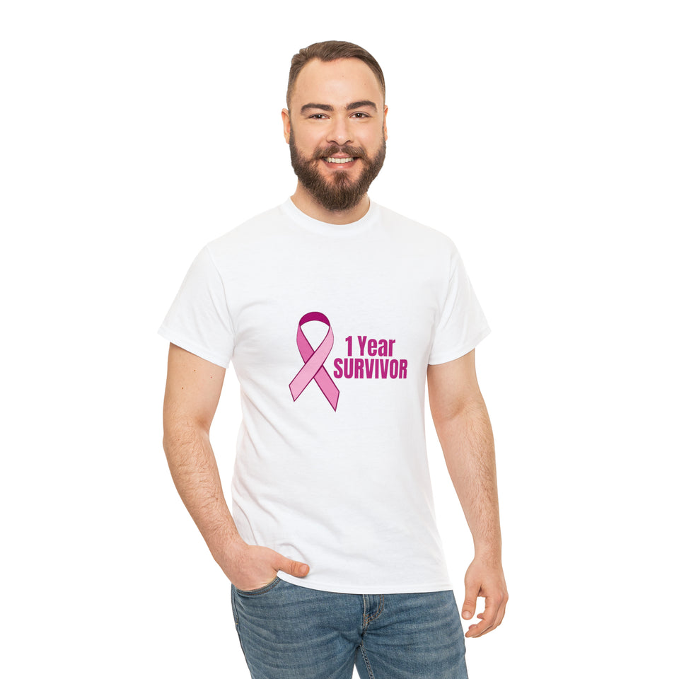 1 Year Survivor Unisex Heavy Cotton Tee
