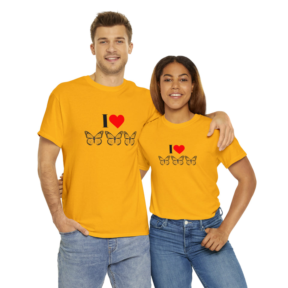 I Love Butterflies Unisex Heavy Cotton Tee