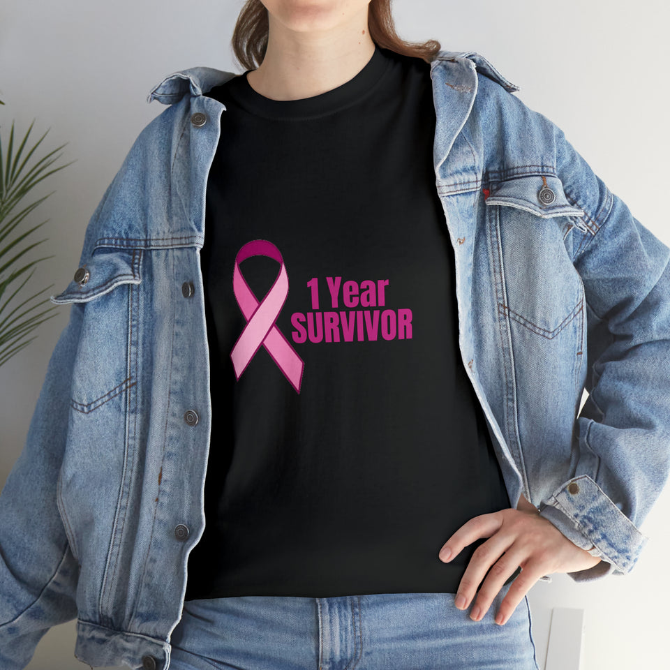 1 Year Survivor Unisex Heavy Cotton Tee