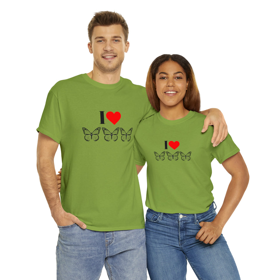 I Love Butterflies Unisex Heavy Cotton Tee
