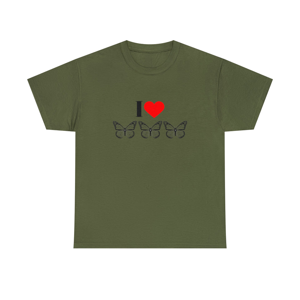 I Love Butterflies Unisex Heavy Cotton Tee