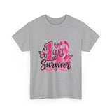 1 Yr Survivor Breast Cancer Awareness Unisex Heavy Cotton Tee