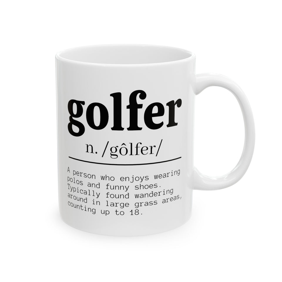 Golfer Ceramic Mug, (11oz, 15oz)