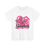 4 Yr Survivor Breast Cancer Awareness Unisex Heavy Cotton Tee