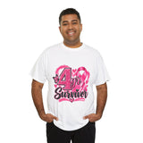4 Yr Survivor Breast Cancer Awareness Unisex Heavy Cotton Tee