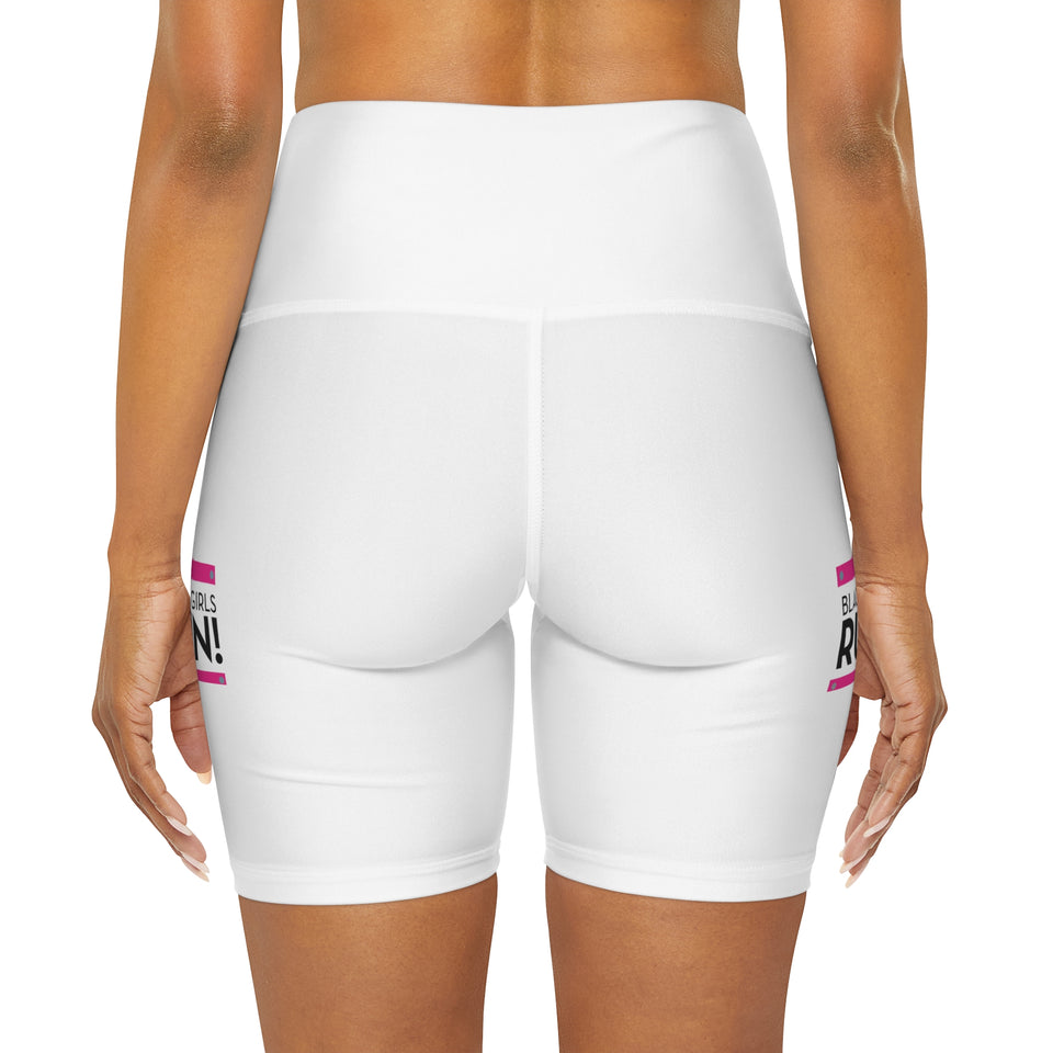 Black Girls Run High Waisted Yoga Shorts (AOP)