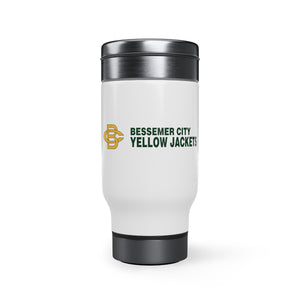 Bessemer City Yellow Jackets Stainless Steel Travel Mug with Handle, 14oz