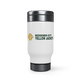 Bessemer City Yellow Jackets Stainless Steel Travel Mug with Handle, 14oz