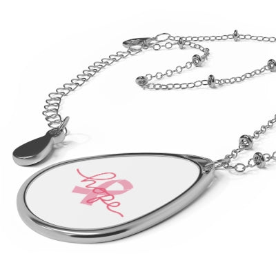 Breast Cancer Awareness Oval Necklace