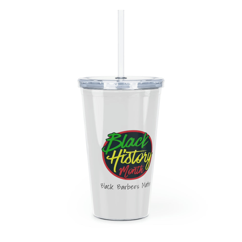 Black Barbers Matter Plastic Tumbler with Straw