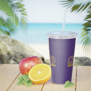 Omega Psi Phi Plastic Tumbler with Straw