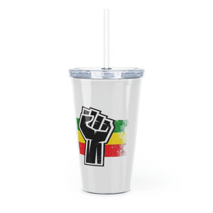 Black Fist Plastic Tumbler with Straw