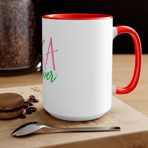 Alpha Kappa Alpha Two-Tone Coffee Mugs, 15oz