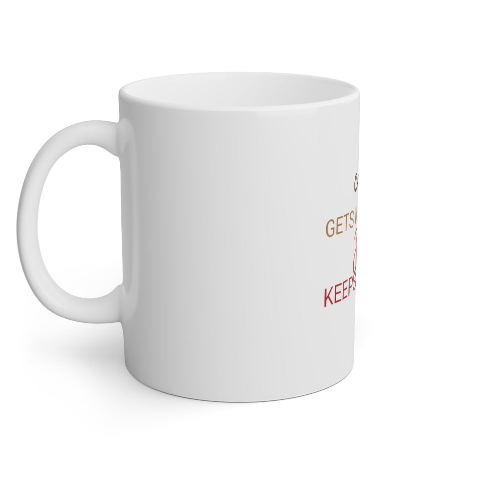 Coffee Gets Me Started Jesus Keeps Me Going White Mug, 11oz