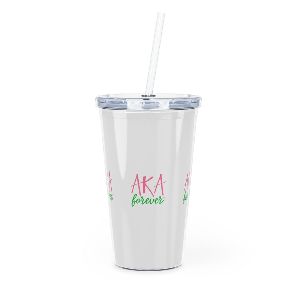 AKA Forever Plastic Tumbler with Straw