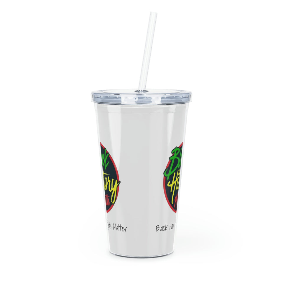 Black Hair Stylists Matter Plastic Tumbler with Straw