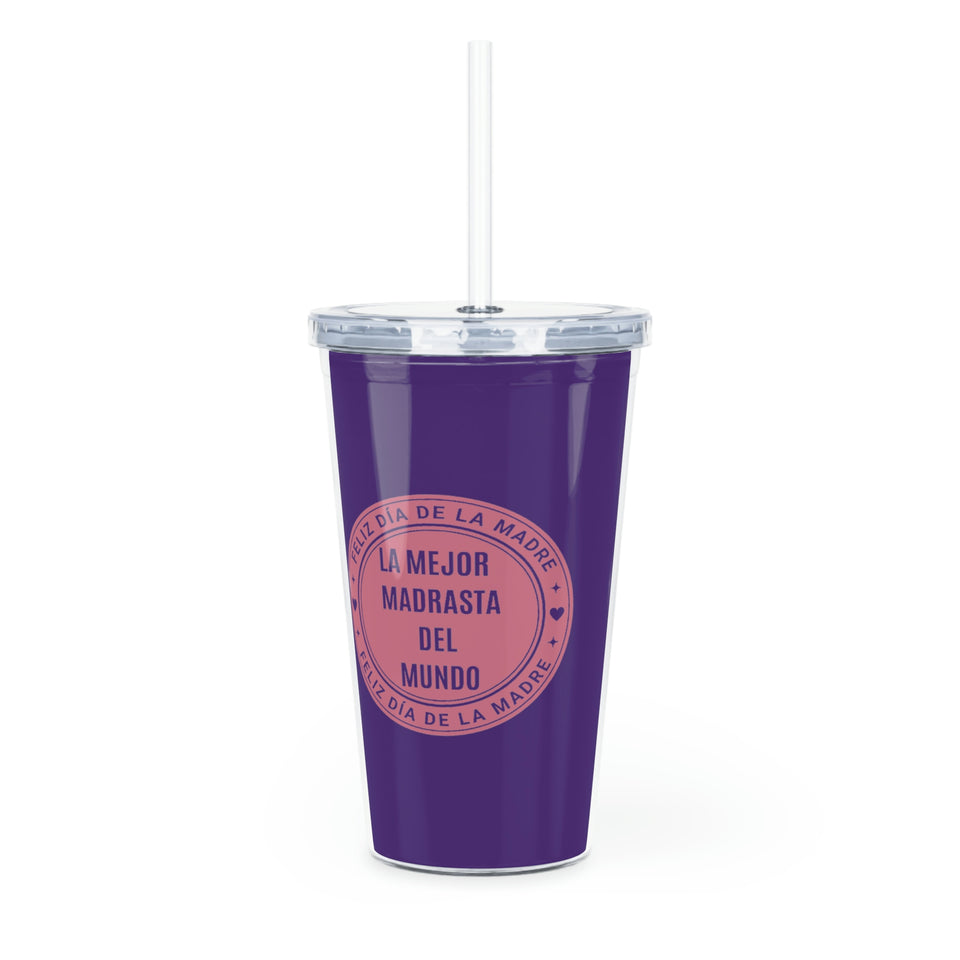 Happy Mother's Day Stepmom Spanish  Plastic Tumbler with Straw