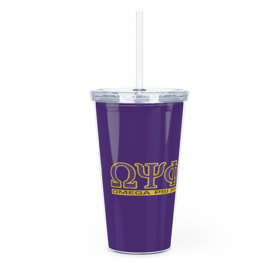 Omega Psi Phi Plastic Tumbler with Straw