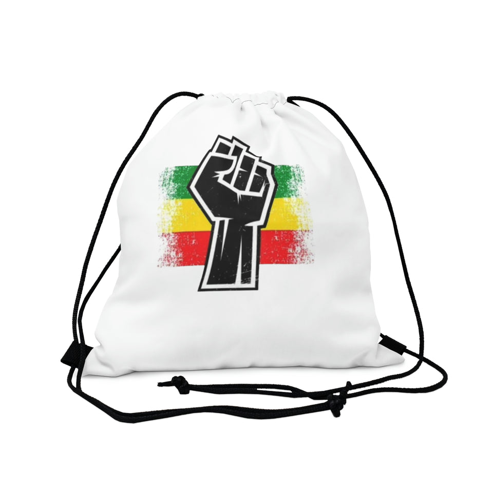 Black Fist Outdoor Drawstring Bag