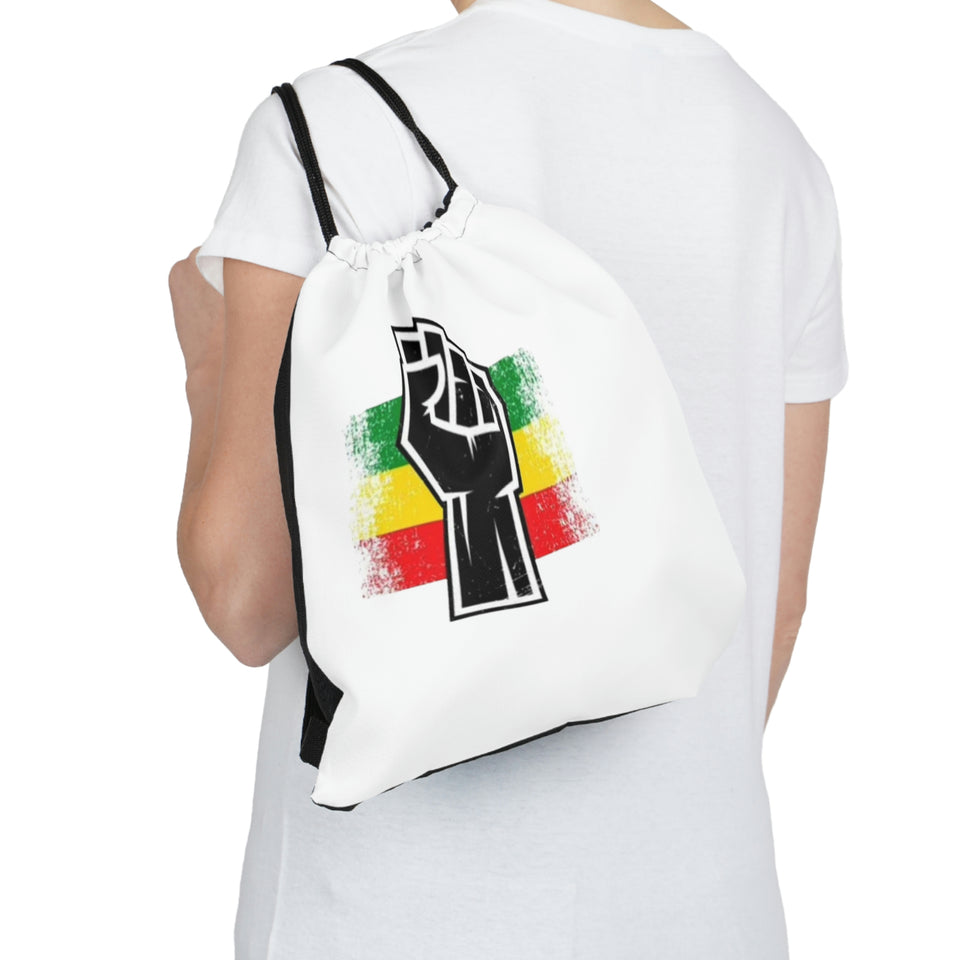 Black Fist Outdoor Drawstring Bag