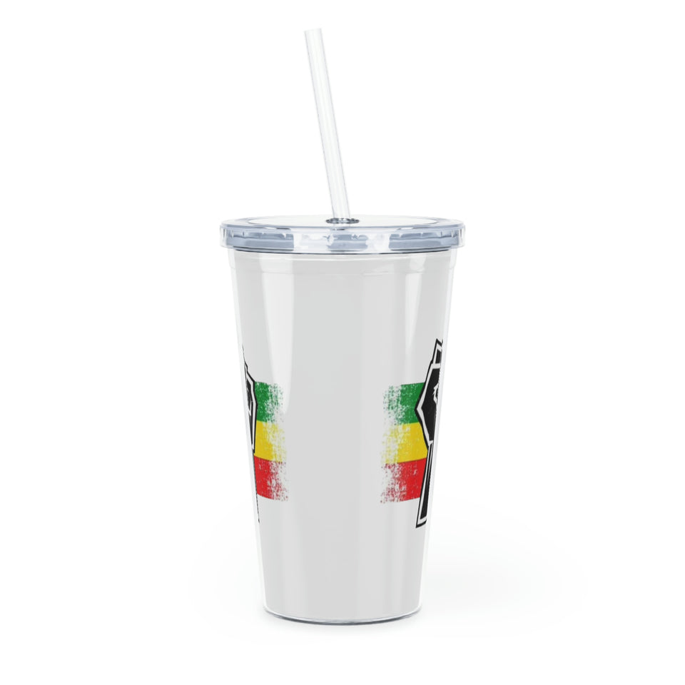 Black Fist Plastic Tumbler with Straw