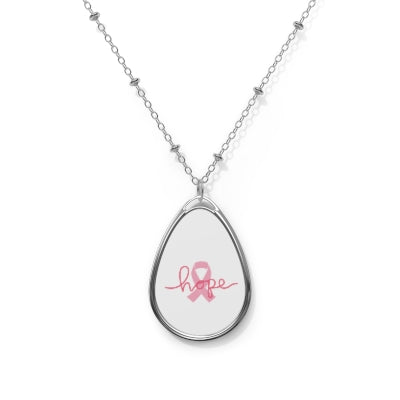 Breast Cancer Awareness Oval Necklace