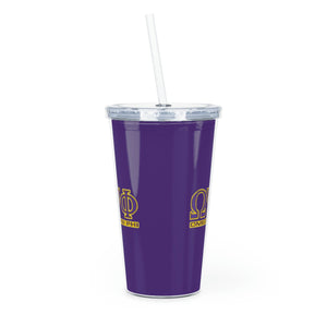 Omega Psi Phi Plastic Tumbler with Straw