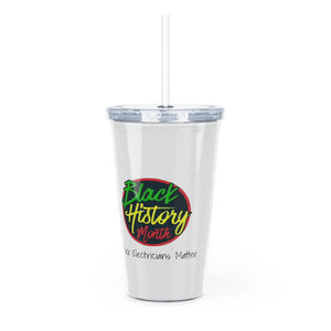 Black Electricians Matter Plastic Tumbler with Straw