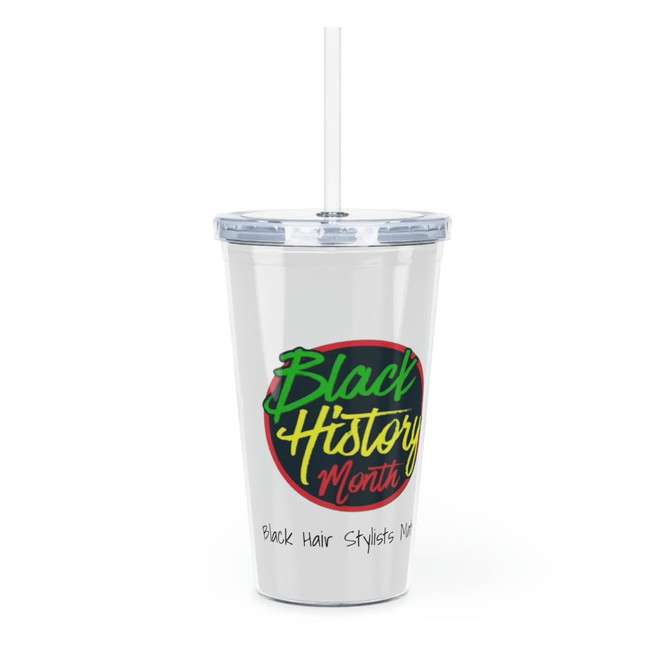 Black Hair Stylists Matter Plastic Tumbler with Straw