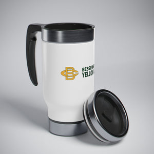 Bessemer City Yellow Jackets Stainless Steel Travel Mug with Handle, 14oz