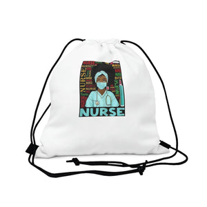 Black Nurse Outdoor Drawstring Bag