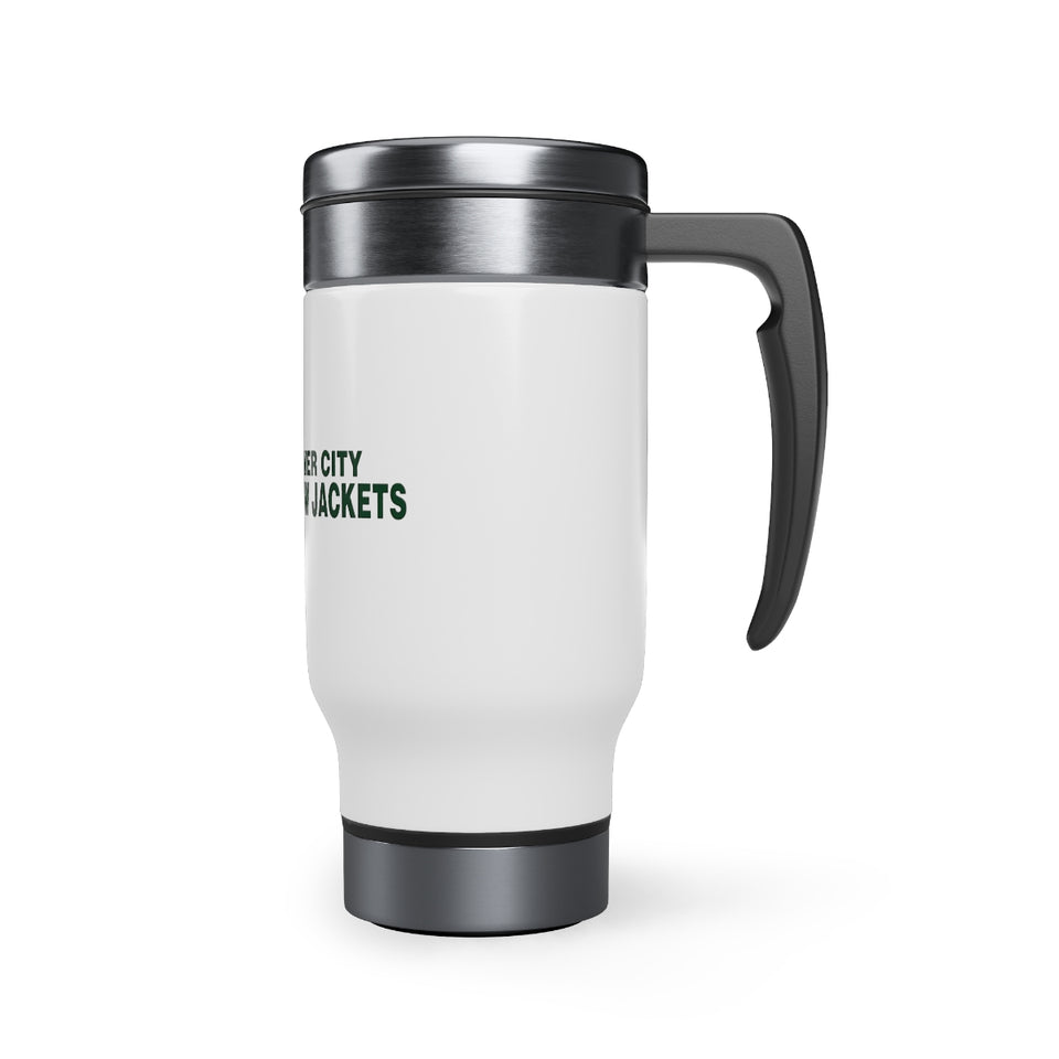 Bessemer City Yellow Jackets Stainless Steel Travel Mug with Handle, 14oz