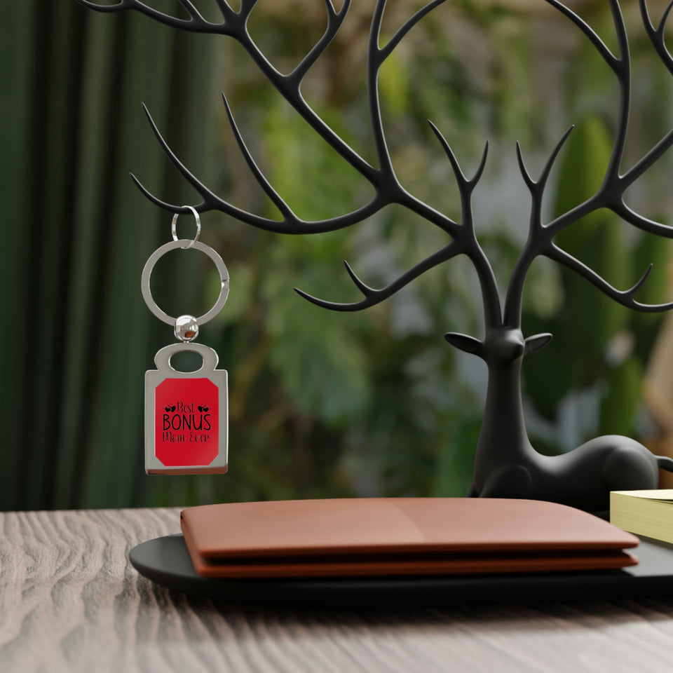 Best Bonus Mom Ever Rectangle Photo Keyring