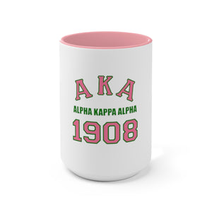 Alpha Kappa Alpha Two-Tone Coffee Mugs, 15oz