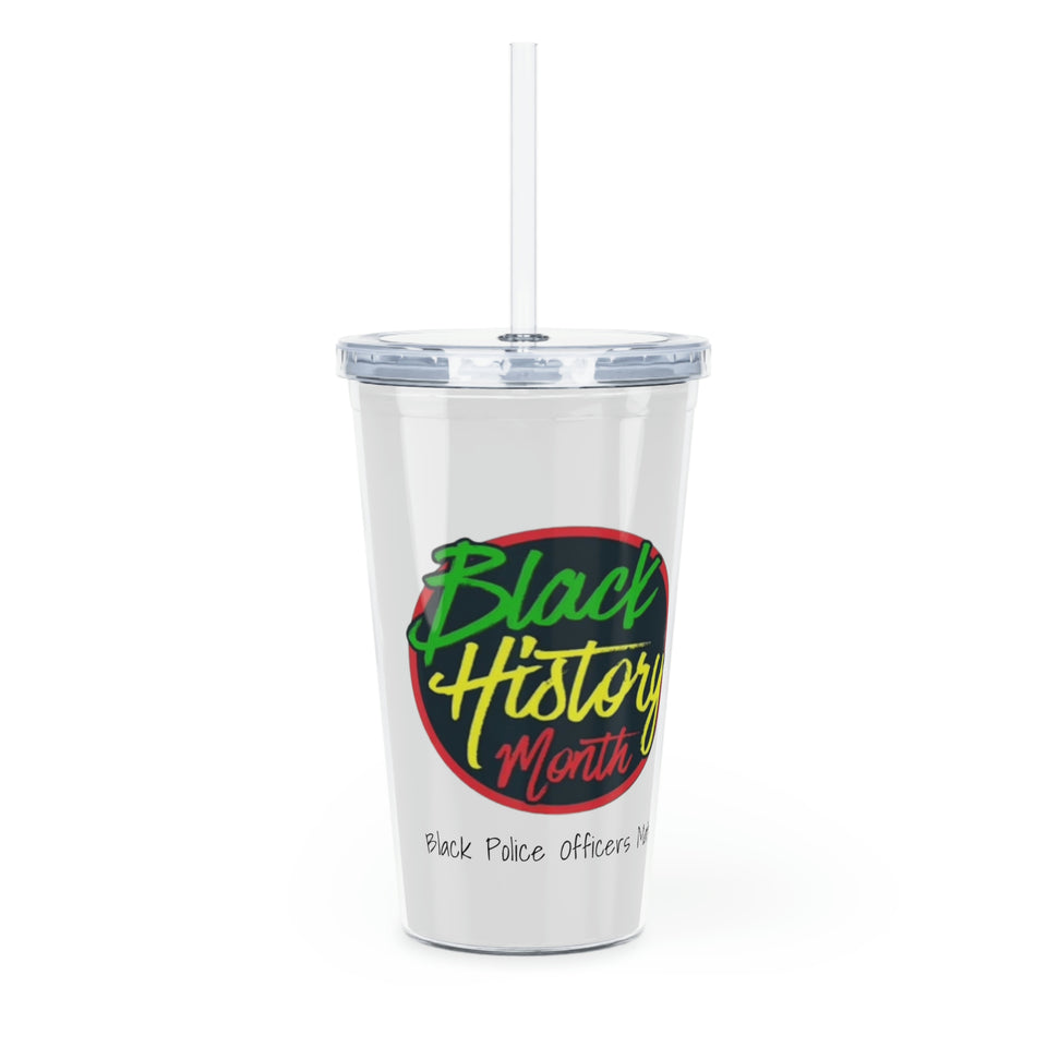 Black Police Officers Matter Plastic Tumbler with Straw