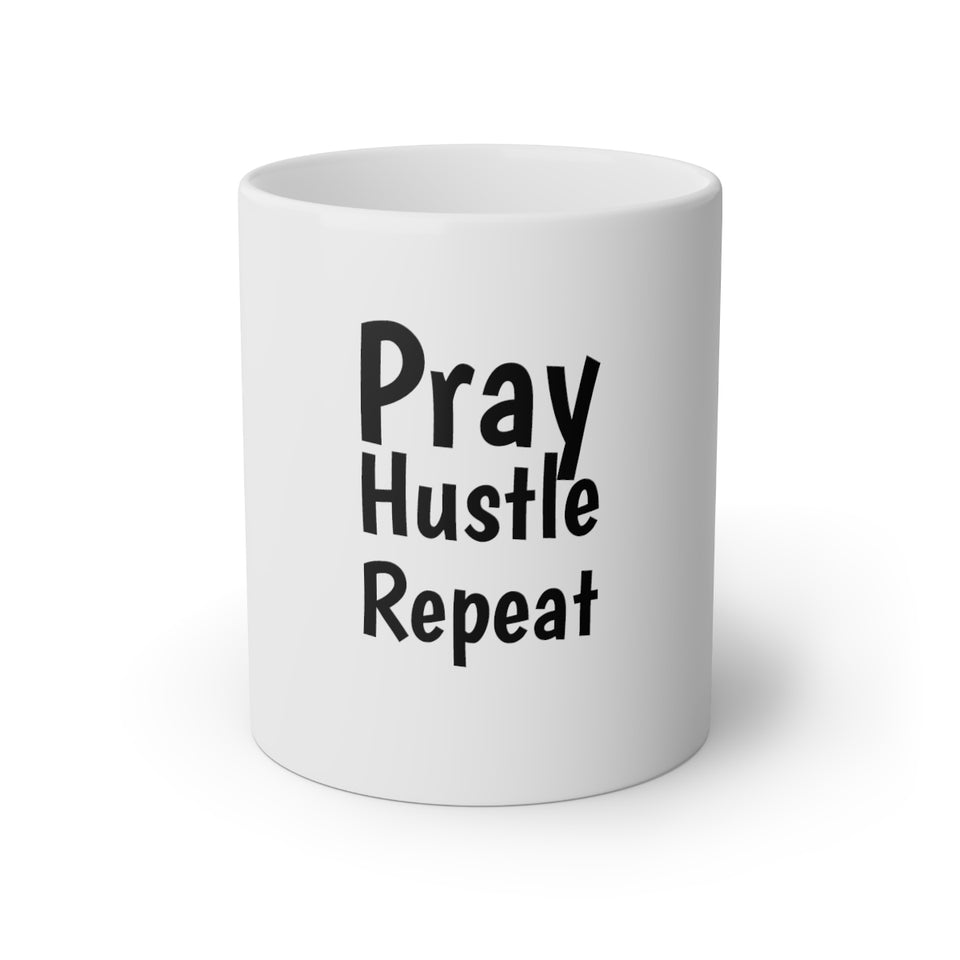 Pray Hustle Repeat White Mug, 11oz