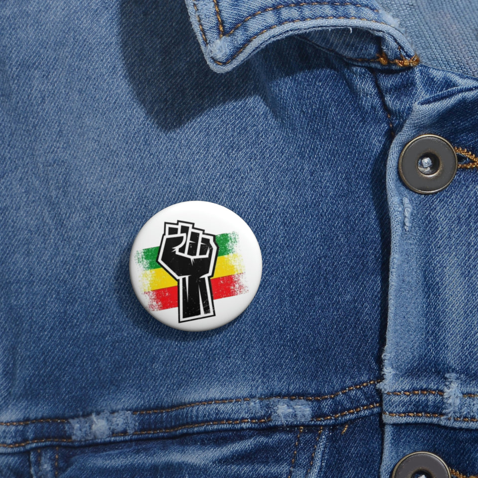 Black Fist Custom Pin Buttons