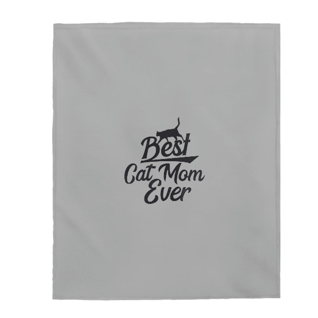 Best Cat Mom Ever Velveteen Plush Blanket