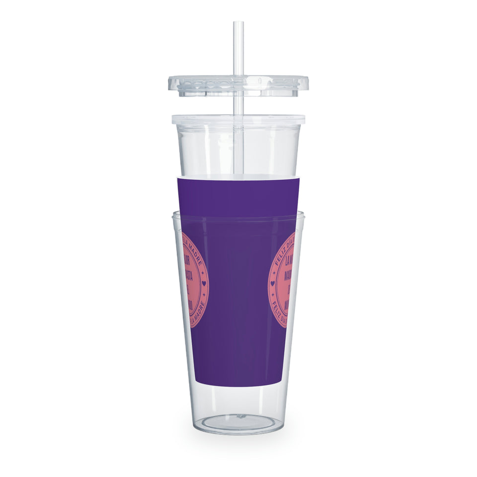 Happy Mother's Day Stepmom Spanish  Plastic Tumbler with Straw