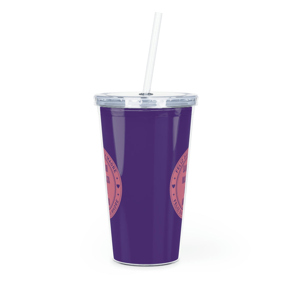 Happy Mother's Day Stepmom Spanish  Plastic Tumbler with Straw