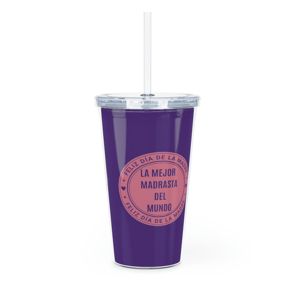 Happy Mother's Day Stepmom Spanish  Plastic Tumbler with Straw