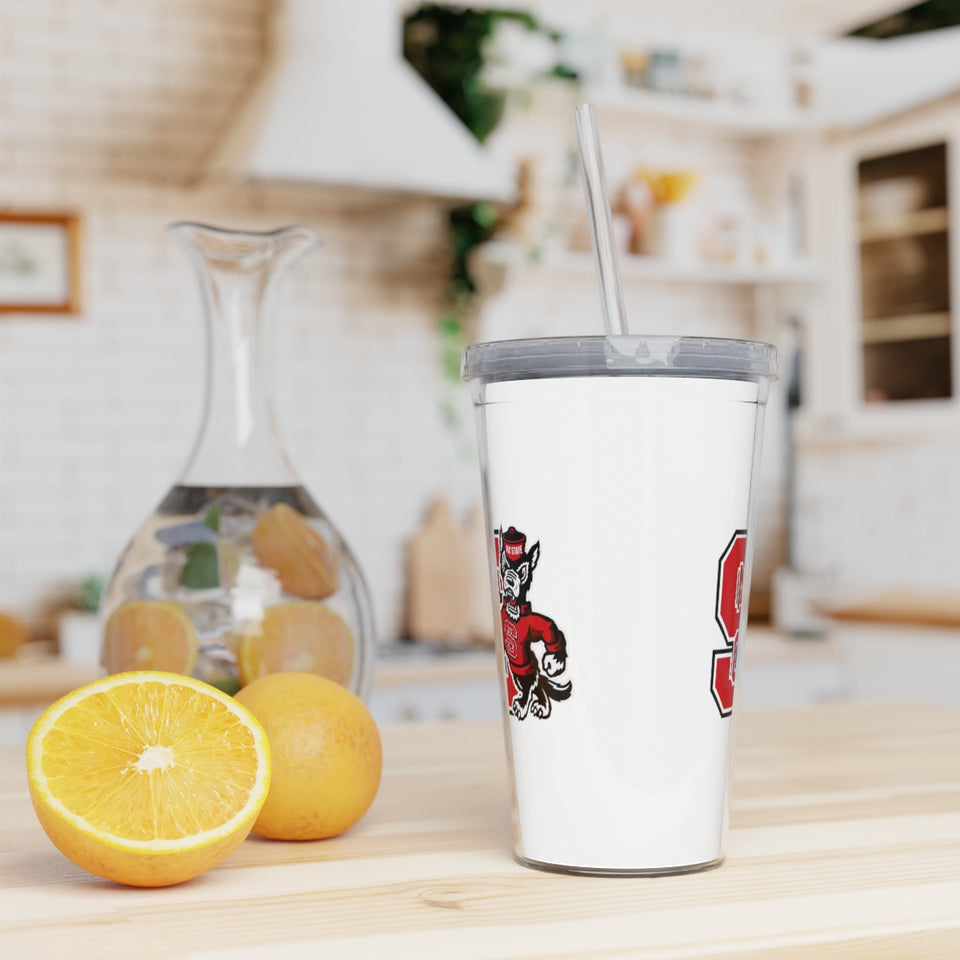 NC State Plastic Tumbler with Straw