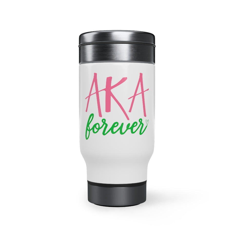 AKA Forever Stainless Steel Travel Mug with Handle, 14oz