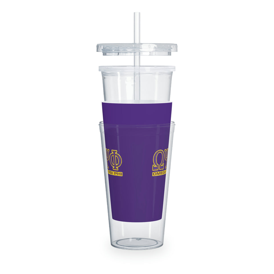 Omega Psi Phi Plastic Tumbler with Straw