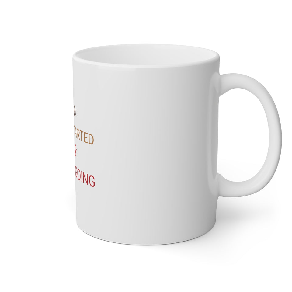 Coffee Gets Me Started Jesus Keeps Me Going White Mug, 11oz