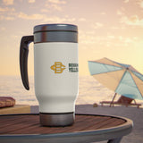 Bessemer City Yellow Jackets Stainless Steel Travel Mug with Handle, 14oz