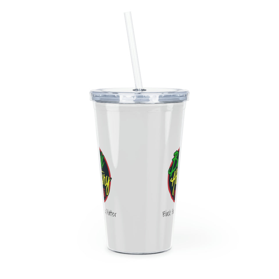 Black Barbers Matter Plastic Tumbler with Straw