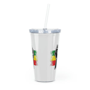 Black Fist Plastic Tumbler with Straw