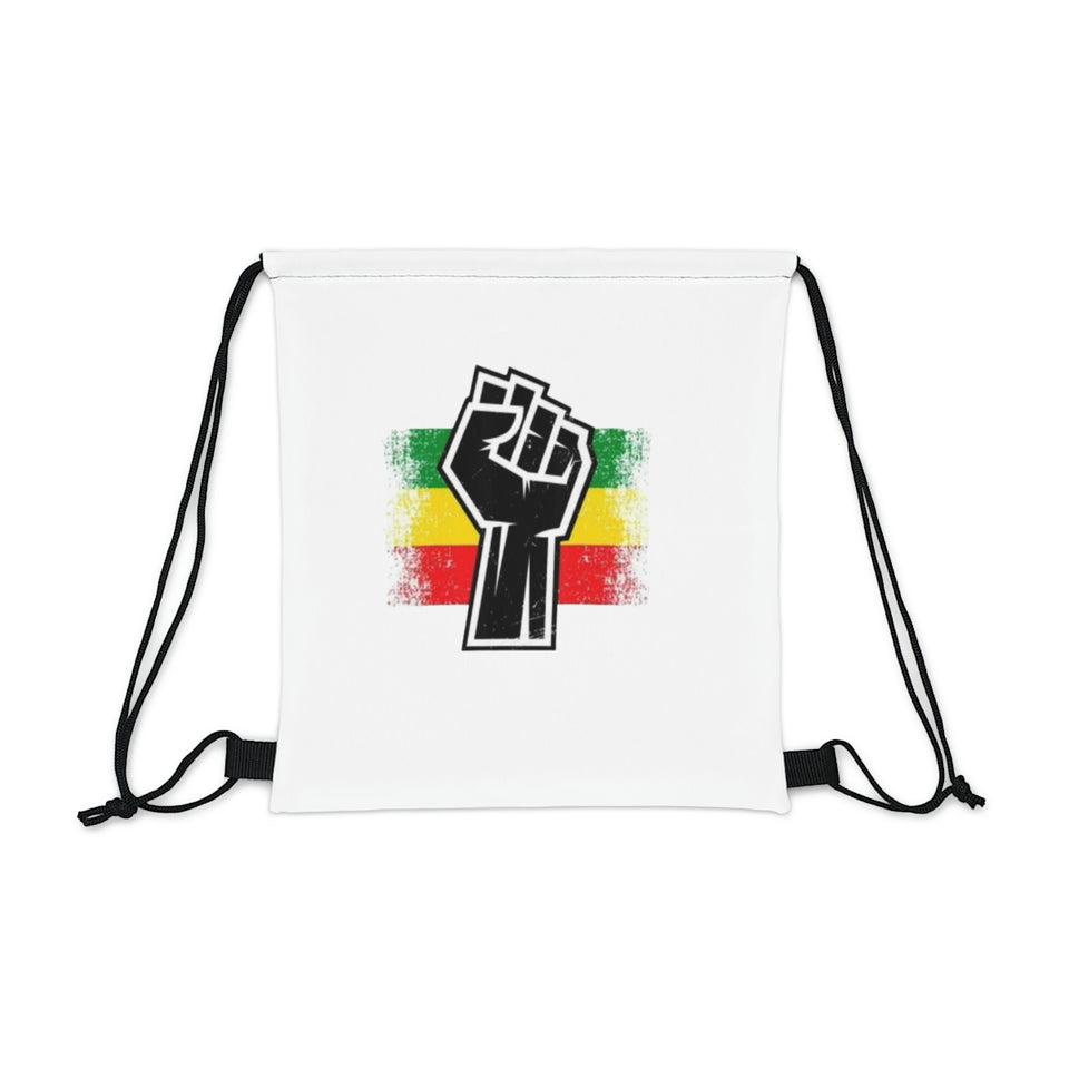 Black Fist Outdoor Drawstring Bag