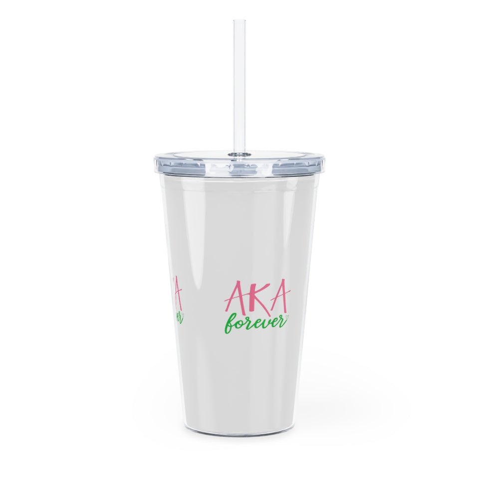 AKA Forever Plastic Tumbler with Straw